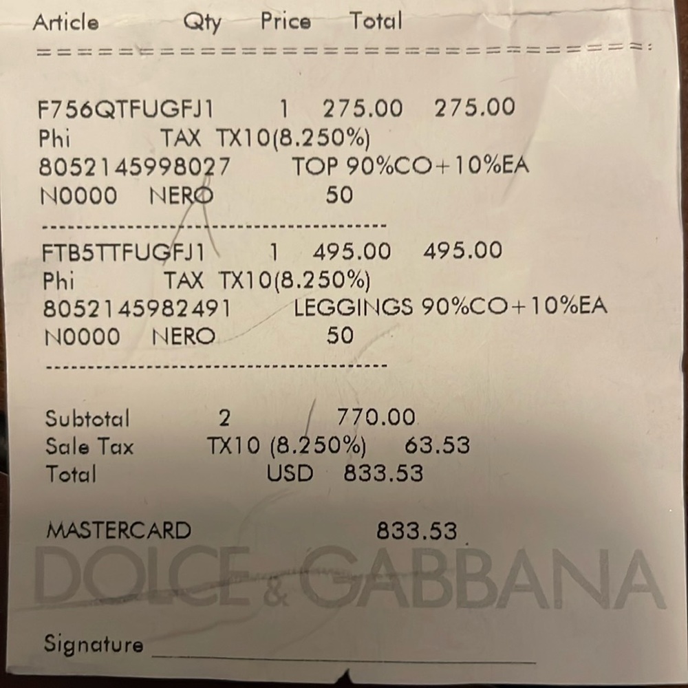 Dolce&Gabbana size 50 Black and White Spandex set!